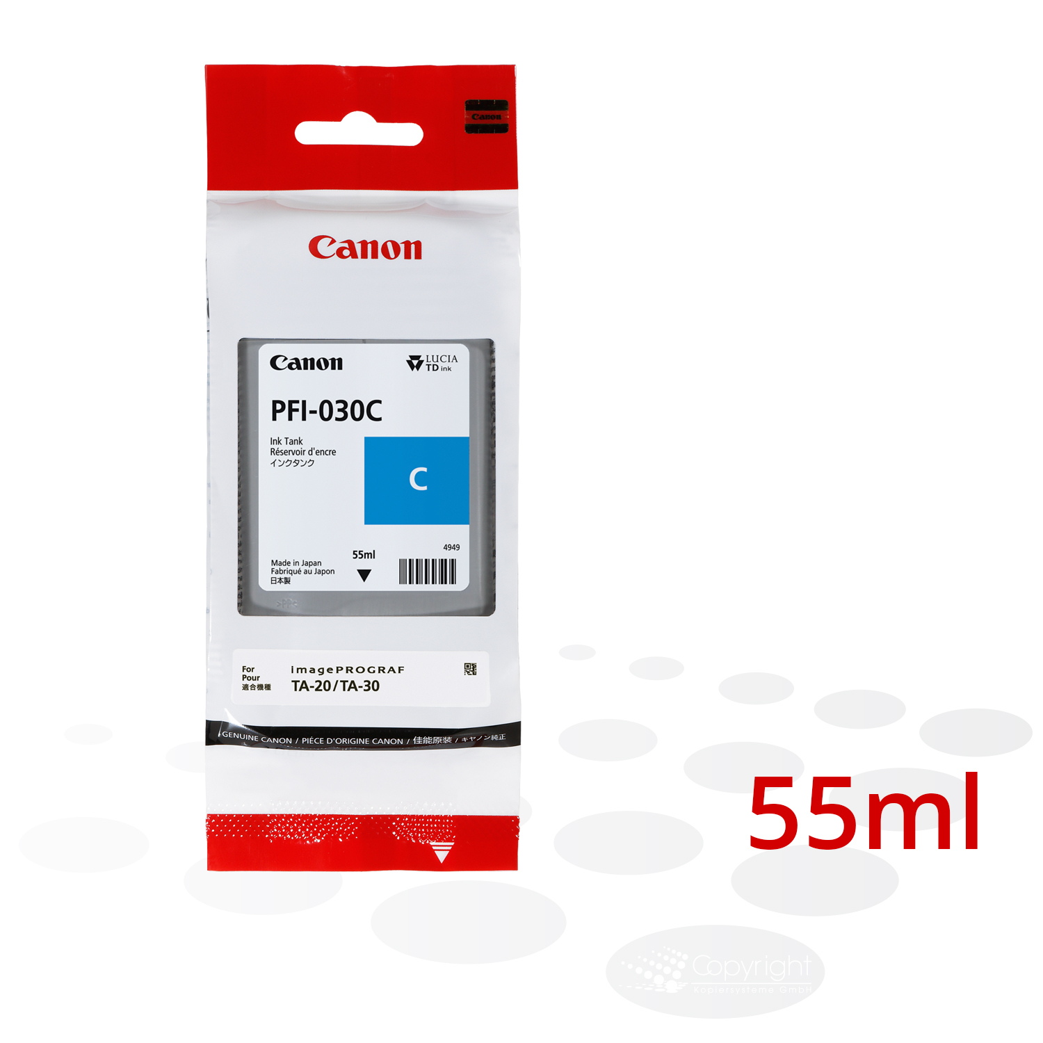 Canon Tinte PFI-030 C, Cyan, 55 ml