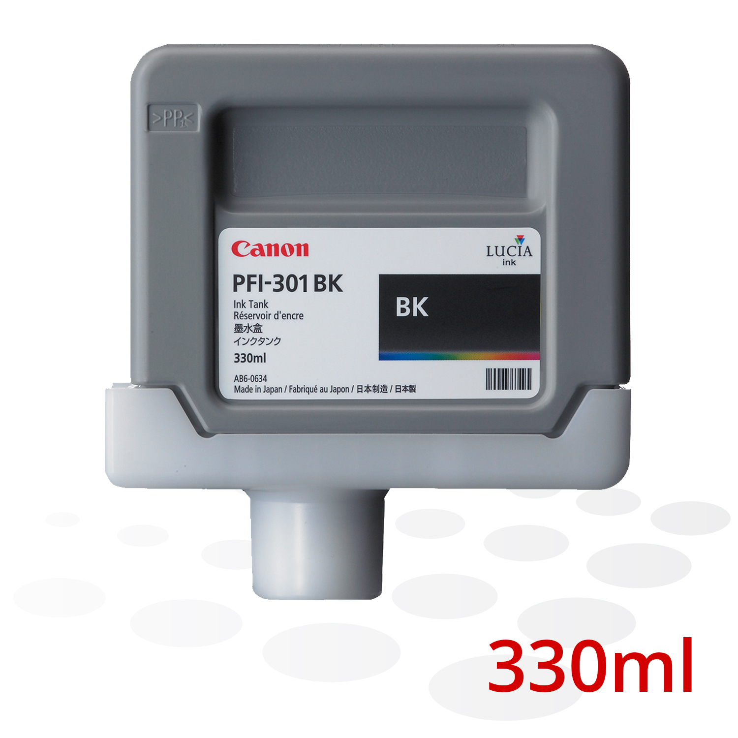 B-Ware Canon Tinte PFI-301 BK, Schwarz, 330 ml