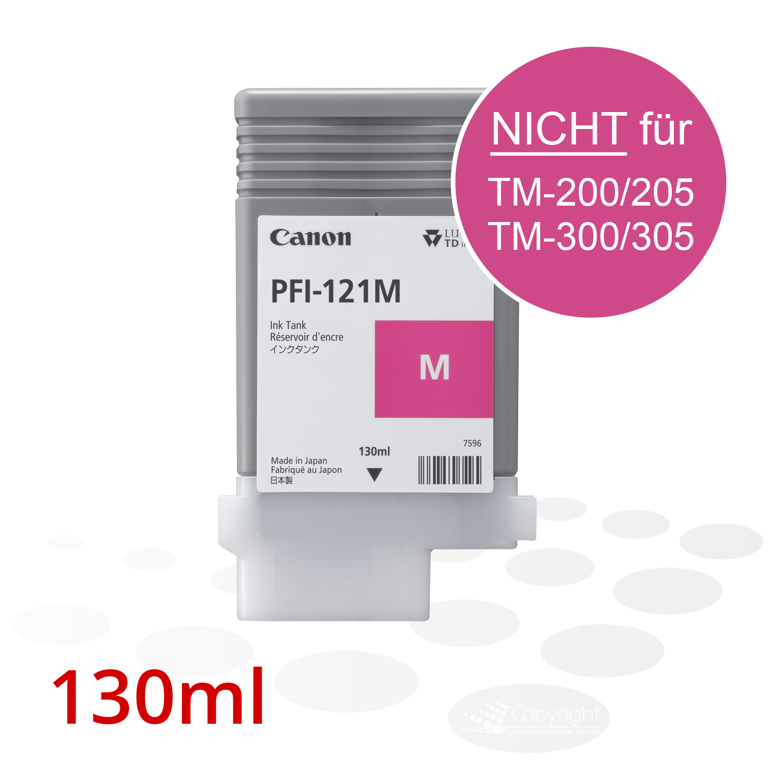 Canon Tinte PFI-121 M, Magenta, 130 ml   